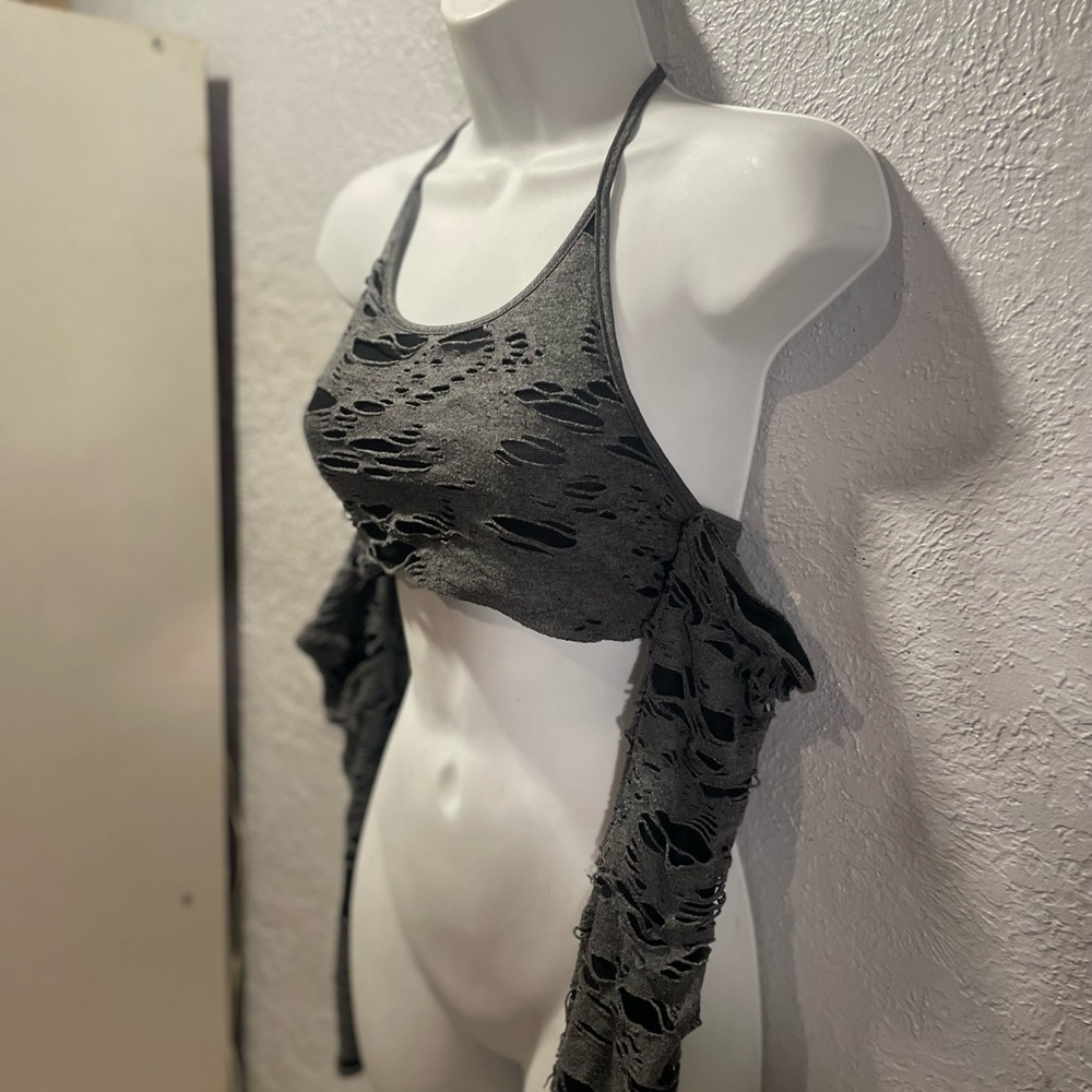 Black and Gray Cropped Top